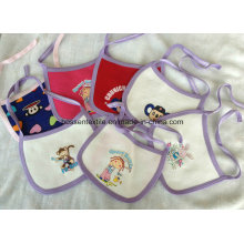 Cheap Wholesale Cartoon Printed Embroidered Cotton Fleece Custom Baby Bib